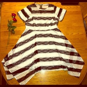 New Asymmetrical lace striped dress size 16